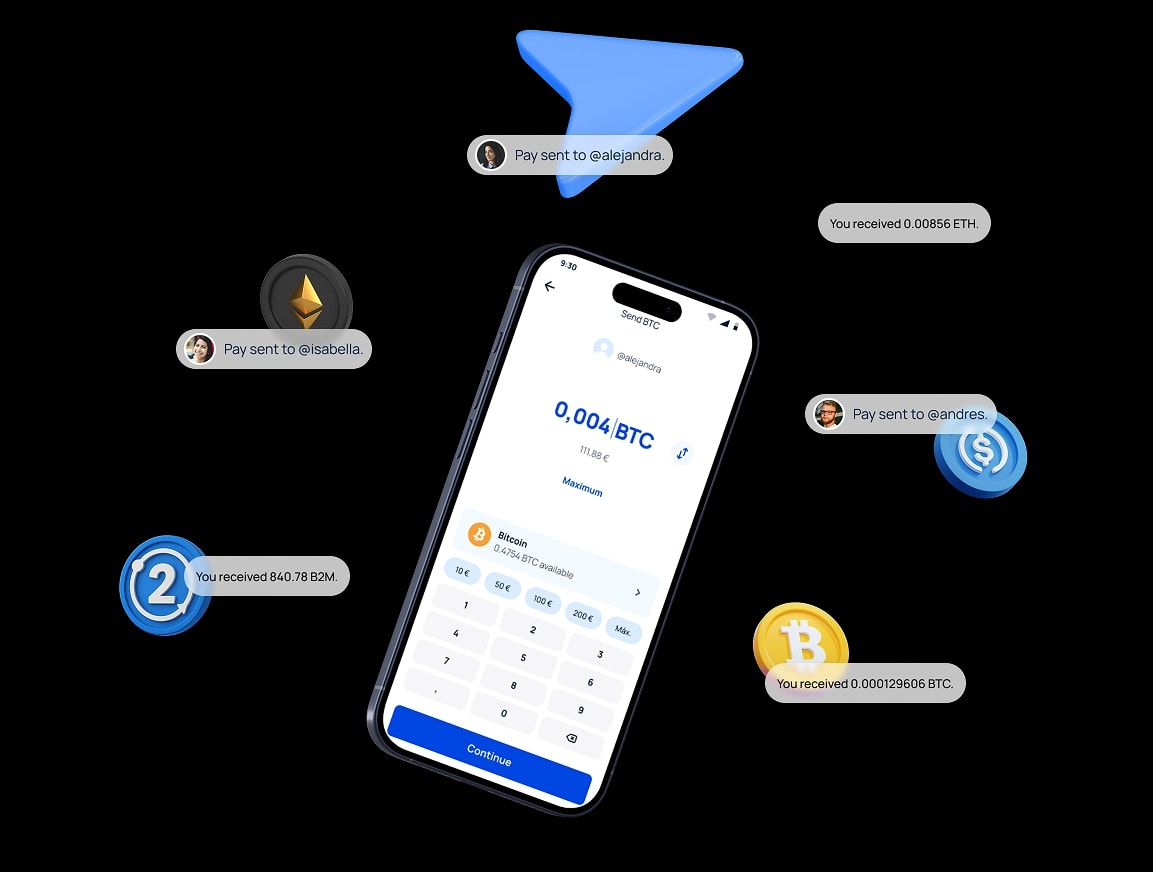 Send and receive your cryptos instantly